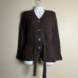 St.John’s Bay Cardigan Brown Warm Sweater Size M New White‎ Tags